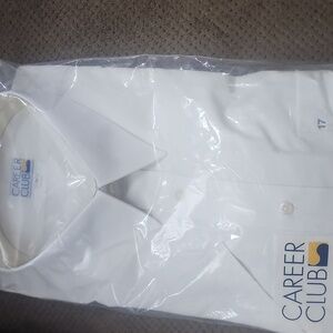 Vintage 70s Men's White  Career Club Dress Shirt. Nwt Size 17